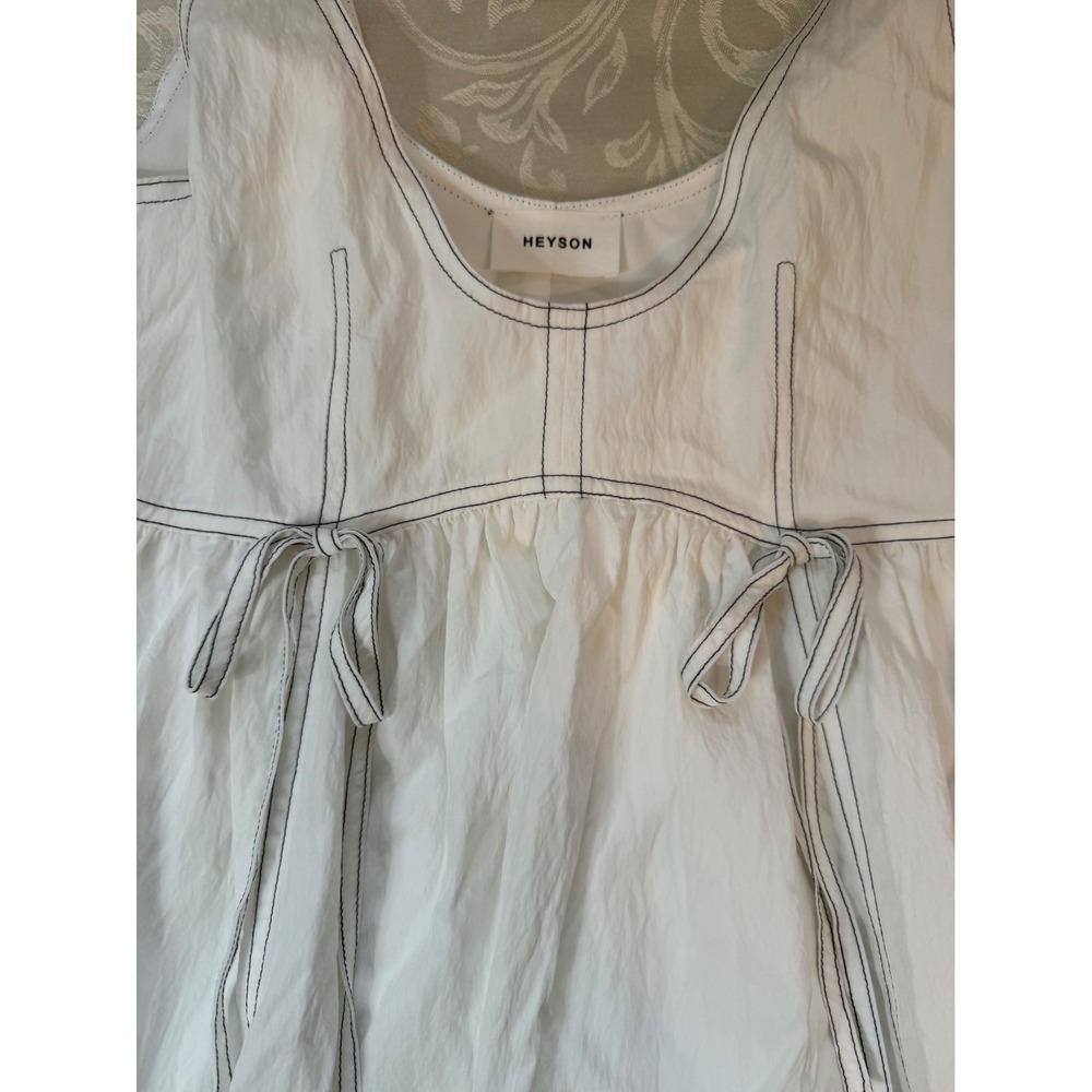 Heyson White Contrast Stitch Empire Waist Mini Dress with Side Ties